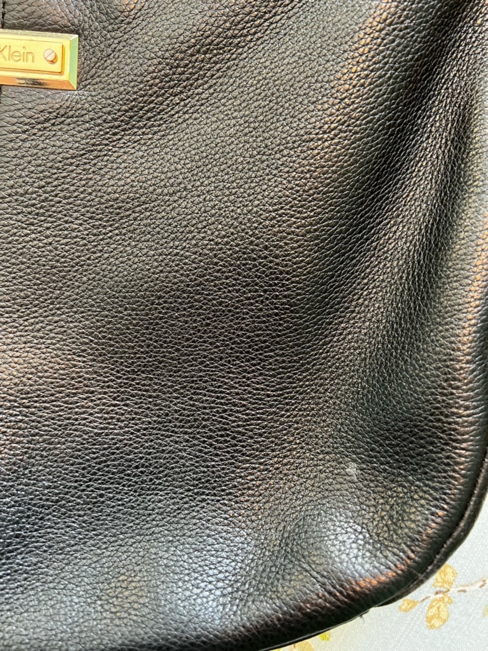 Calvin Klein Black Pebbled Faux-Leather Hobo with Gold plated hardware - Picture 11 of 12